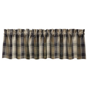 August Grove® Alysin Plaid Cotton Tailored 72" Window Valance in Brown